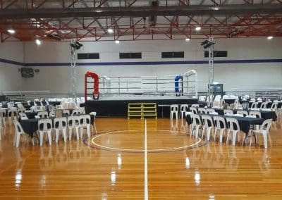 Suncoast Clippers Basketball Clippers Basketball Venue event set up Muay Thai Series